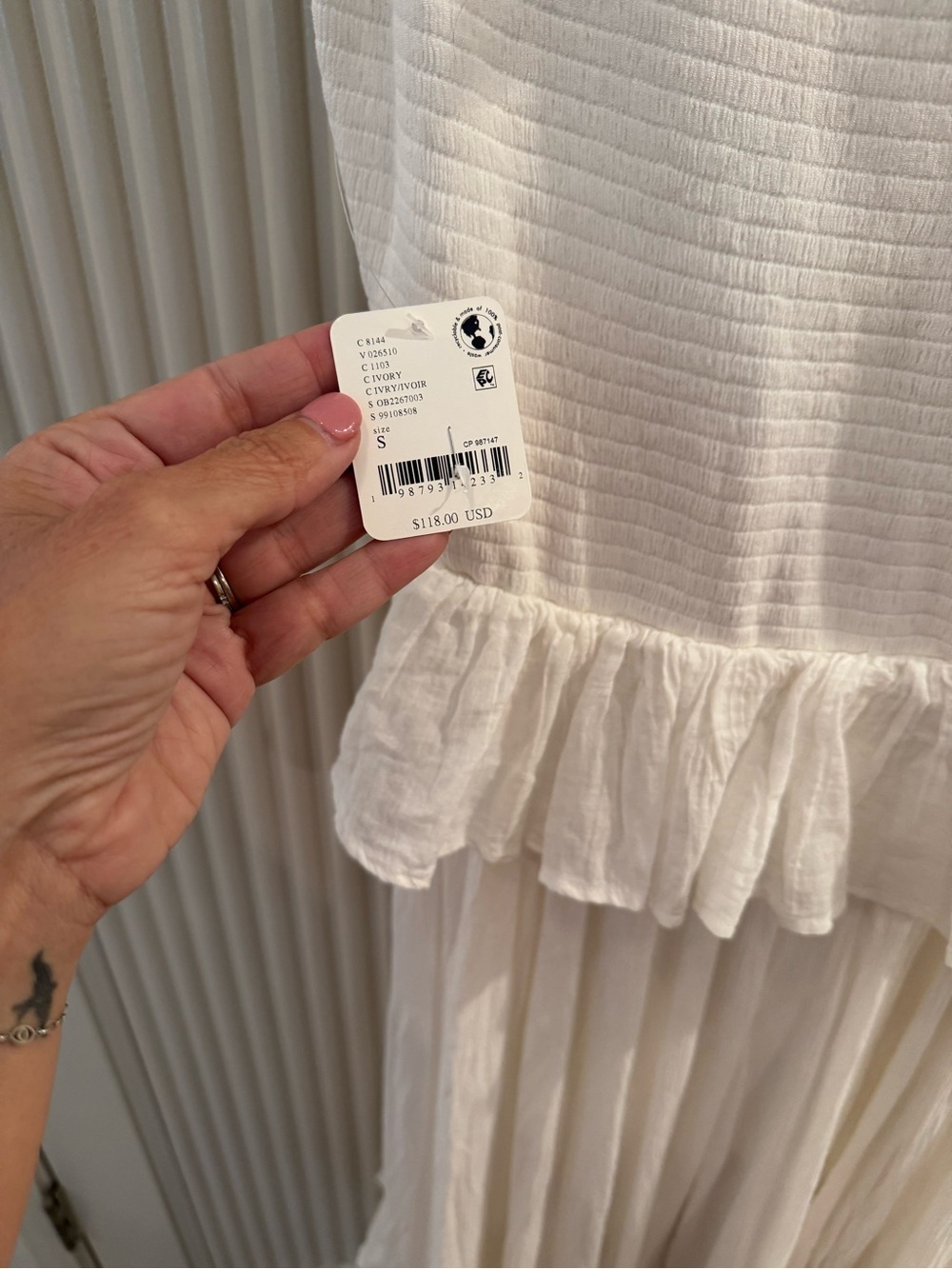 Free People Ivory Ruffled High-Low Maxi Dress SP - Picture 4 of 5